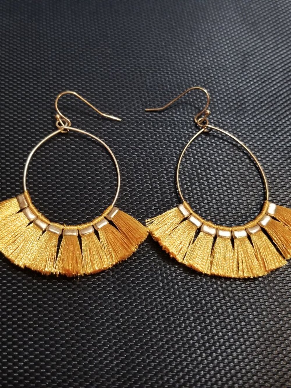 Golden Tassel Teardrop Earring Pair